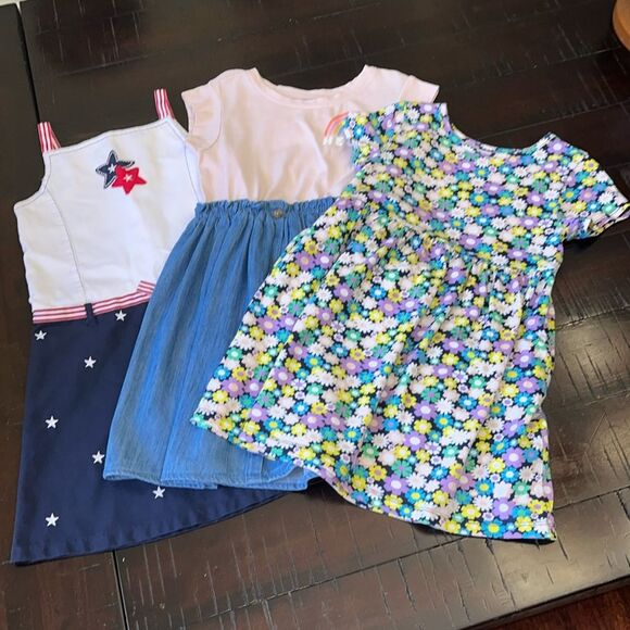 Old Navy Other - Girl 5T, 5 dress bundle, 4th of July denim floral